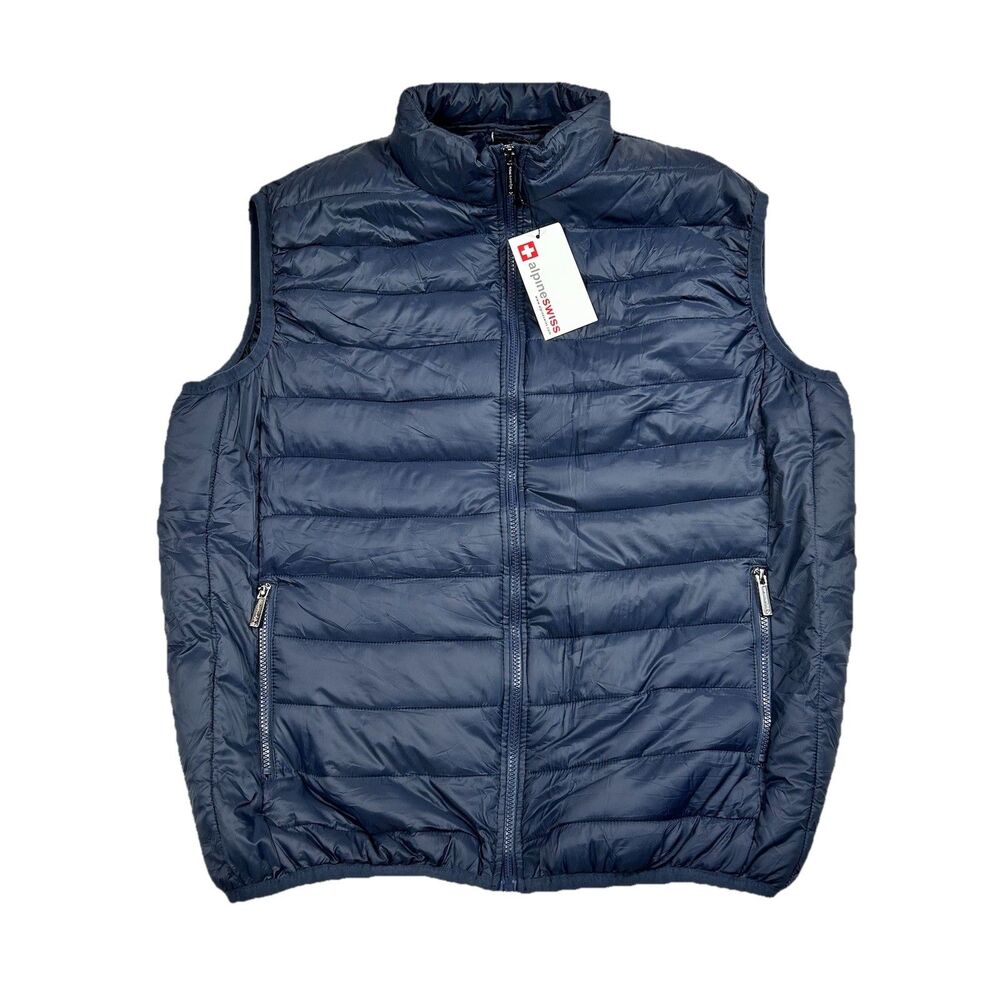 Alpine Swiss Mens XXL Clark Lightweight Puffer Vest Jacket Navy Outdoor Ski - Picture 1 of 13